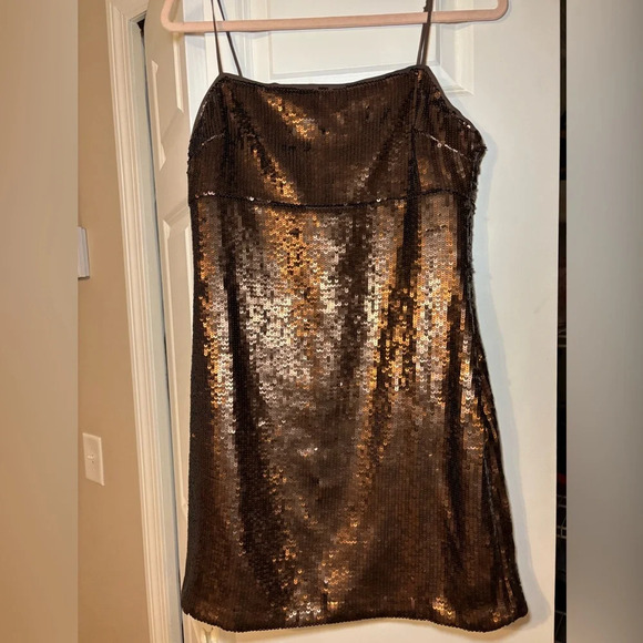 Madewell Brown Mini Sequin Tank Dress NWT - Picture 3 of 7